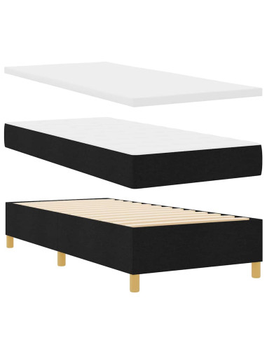 Letto a molle con testiera Nero 100 x 200 cm Tessuto