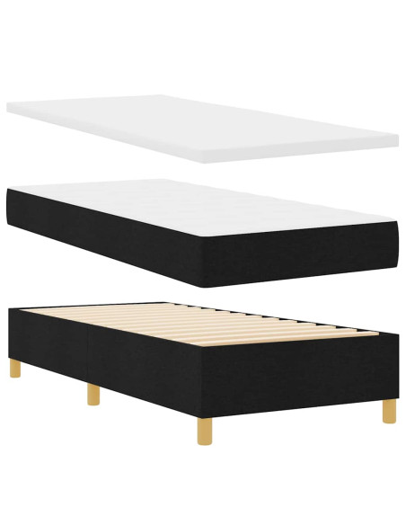 Letto a molle con testiera Nero 100 x 200 cm Tessuto