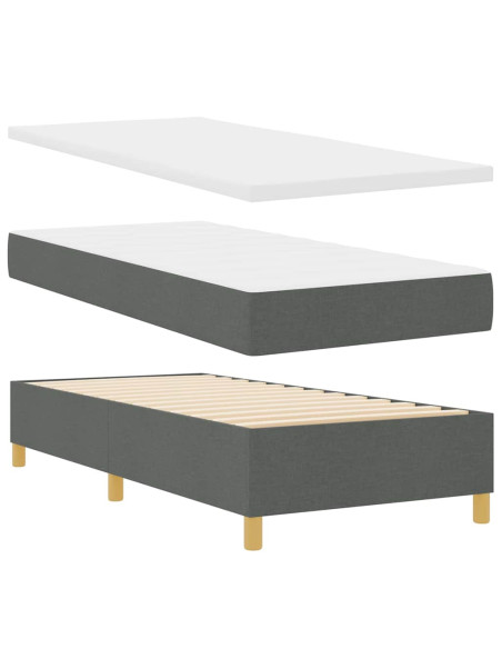 Letto a molle con testiera Grigio scuro 100 x 200 cm Tessuto