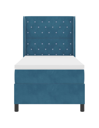 Letto a molle con materasso Blu 90 x 190 cm Velluto