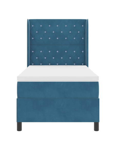 Letto a molle con materasso Blu 90 x 190 cm Velluto