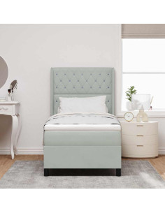 Letto a molle con materasso Grigio chiaro 90 x 200 cm Velluto