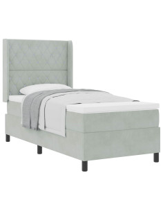 Letto a molle con materasso Grigio chiaro 90 x 200 cm Velluto 2