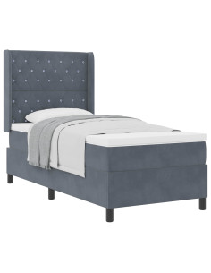 Letto a molle con materasso Grigio scuro 100 x 200 cm Velluto 2