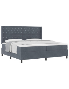 Letto a molle con materasso Grigio scuro 200 x 200 cm Velluto