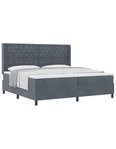 Letto a molle con materasso Grigio scuro 200 x 200 cm Velluto
