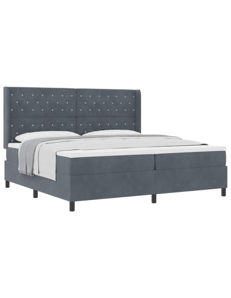 Letto a molle con materasso Grigio scuro 200 x 200 cm Velluto