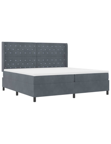 Letto a molle con materasso Grigio scuro 200 x 200 cm Velluto