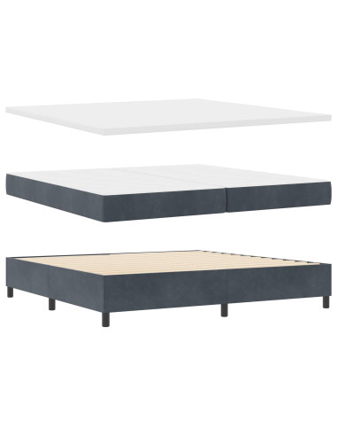 Letto a molle con materasso Grigio scuro 200 x 200 cm Velluto