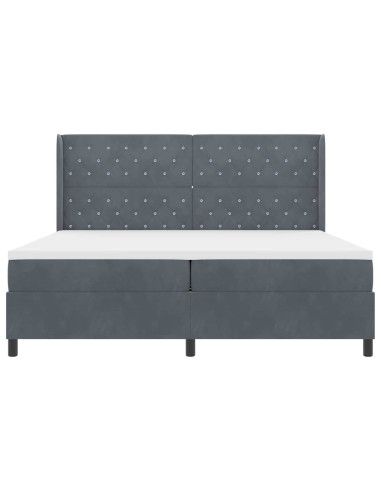 Letto a molle con materasso Grigio scuro 200 x 200 cm Velluto