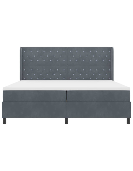 Letto a molle con materasso Grigio scuro 200 x 200 cm Velluto