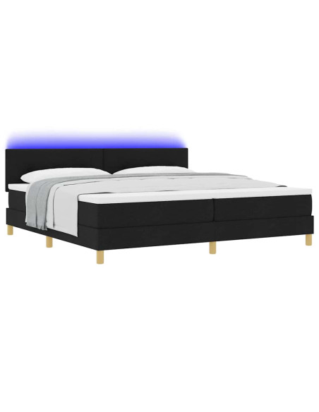 Letto a Sorgente LED con strisce LED Nero 200 x 200 cm Tessuto