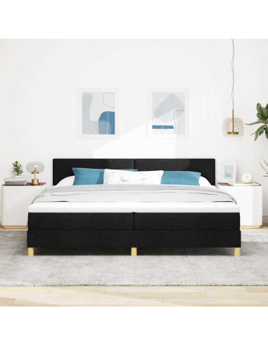 Letto a Sorgente LED con strisce LED Nero 200 x 200 cm Tessuto