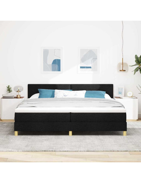 Letto a Sorgente LED con strisce LED Nero 200 x 200 cm Tessuto
