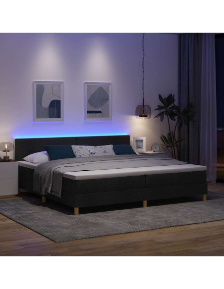 Letto a Sorgente LED con strisce LED Nero 200 x 200 cm Tessuto