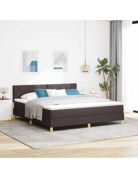 Letto a Sorgente LED Marrone Scuro 180 x 200 cm Tessuto