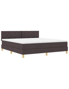 Letto a Sorgente LED Marrone Scuro 180 x 200 cm Tessuto 2