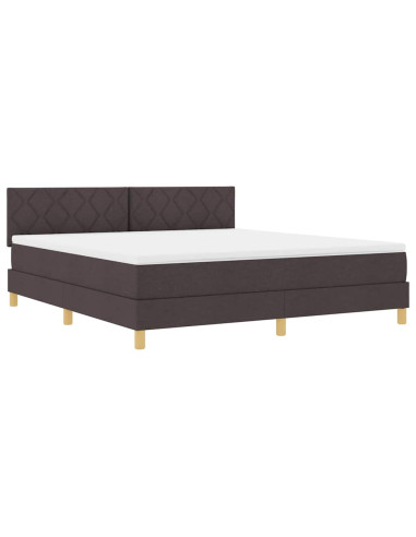 Letto a Sorgente LED Marrone Scuro 180 x 200 cm Tessuto