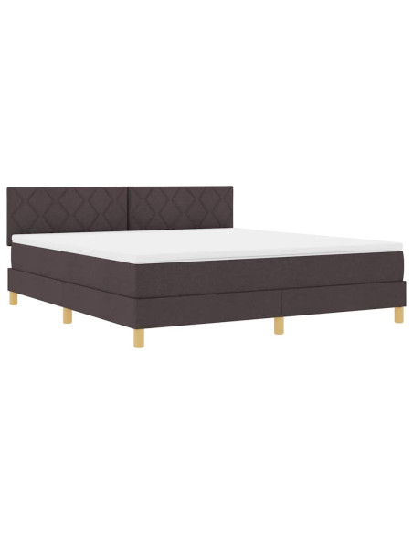 Letto a Sorgente LED Marrone Scuro 180 x 200 cm Tessuto