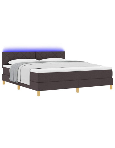 Letto a Sorgente LED Marrone Scuro 180 x 200 cm Tessuto