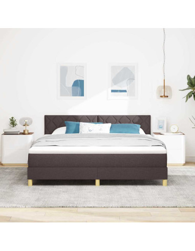 Letto a Sorgente LED Marrone Scuro 180 x 200 cm Tessuto