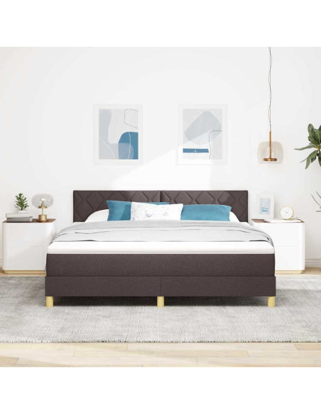 Letto a Sorgente LED Marrone Scuro 180 x 200 cm Tessuto