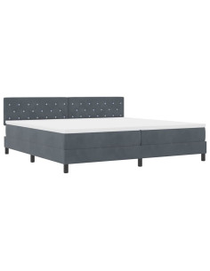 Letto a Sorgente LED con led Grigio scuro 200 x 200 cm Velluto 2
