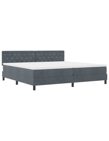 Letto a Sorgente LED con led Grigio scuro 200 x 200 cm Velluto