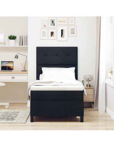 Letto a molle con strisce LED Nero 100 x 200 cm Tessuto