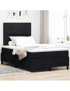 Letto a molle con strisce LED Nero 120 x 190 cm Tessuto