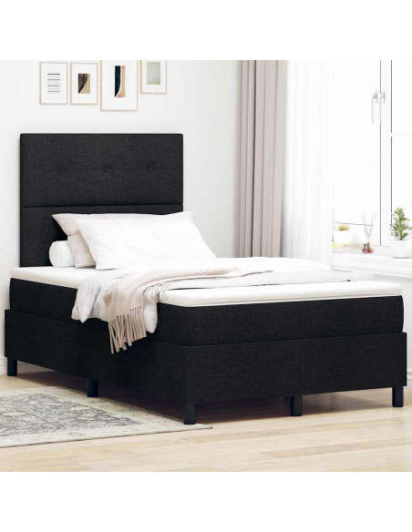 Letto a molle con strisce LED Nero 120 x 190 cm Tessuto