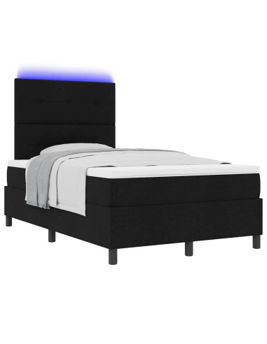 Letto a molle con strisce LED Nero 120 x 190 cm Tessuto