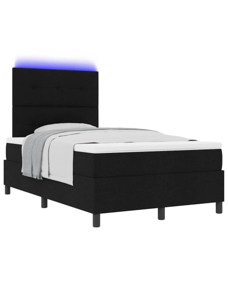 Letto a molle con strisce LED Nero 120 x 190 cm Tessuto