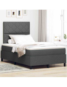 Letto a molle con strisce LED Grigio scuro 120 x 200 cm Tessuto