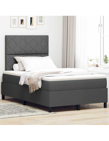 Letto a molle con strisce LED Grigio scuro 120 x 200 cm Tessuto