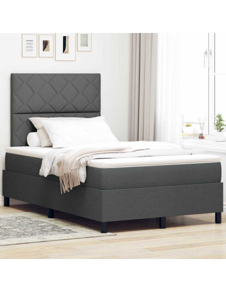 Letto a molle con strisce LED Grigio scuro 120 x 200 cm Tessuto