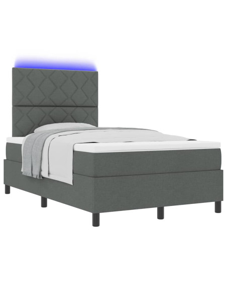Letto a molle con strisce LED Grigio scuro 120 x 200 cm Tessuto