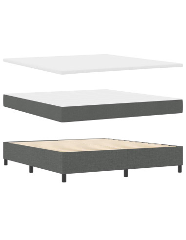 Letto a molle con strisce LED Grigio scuro 180 x 200 cm Tessuto