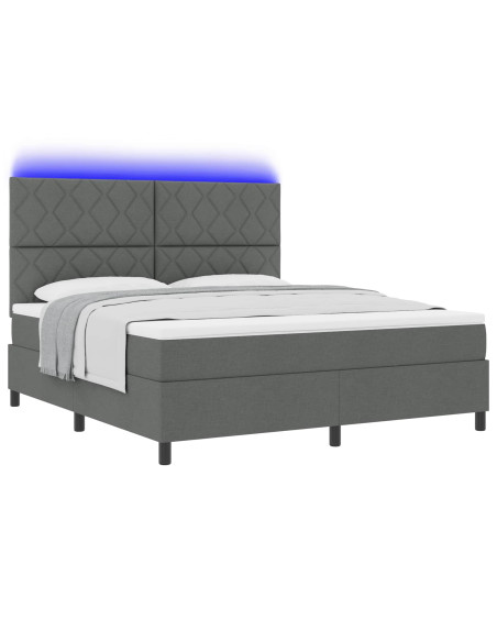 Letto a molle con strisce LED Grigio scuro 180 x 200 cm Tessuto