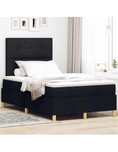 Letto a Sorgente LED con testiera Nero 120 x 190 cm Tessuto