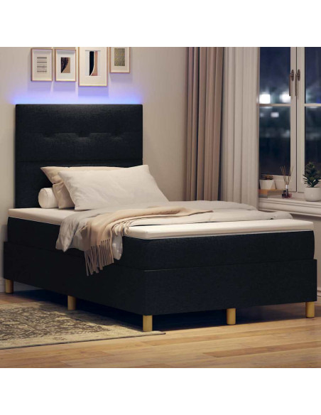 Letto a Sorgente LED con testiera Nero 120 x 190 cm Tessuto