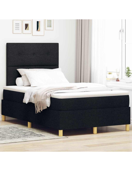 Letto a Sorgente LED con testiera Nero 120 x 200 cm Tessuto