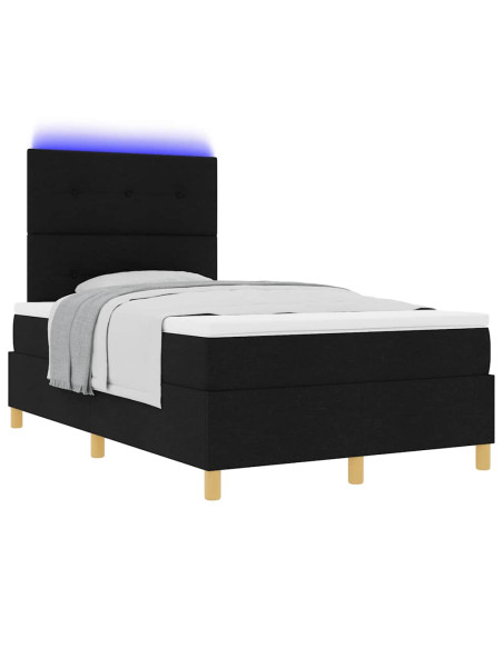 Letto a Sorgente LED con testiera Nero 120 x 200 cm Tessuto