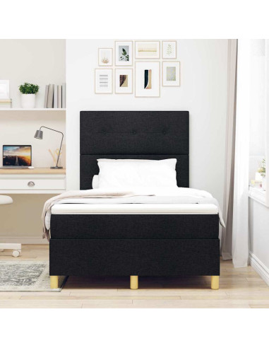 Letto a Sorgente LED con testiera Nero 120 x 200 cm Tessuto