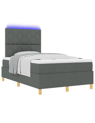 Letto a Sorgente LED Grigio scuro 120 x 190 cm Tessuto