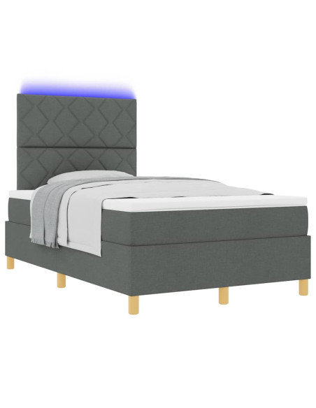 Letto a Sorgente LED Grigio scuro 120 x 190 cm Tessuto