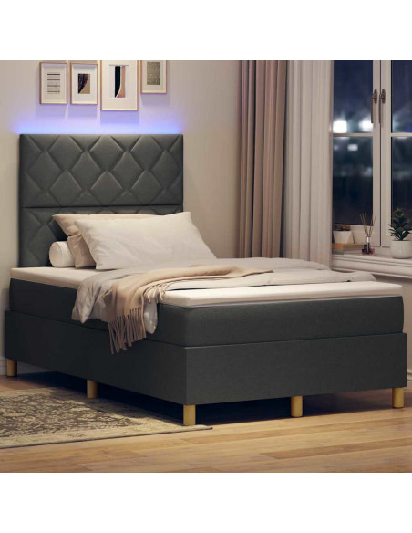 Letto a Sorgente LED Grigio scuro 120 x 190 cm Tessuto