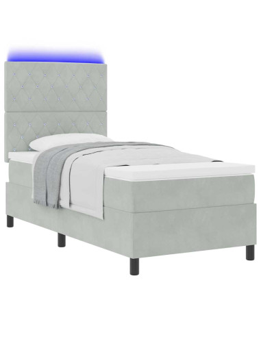 Letto a Sorgente LED Grigio chiaro 90 x 190 cm Tessuto