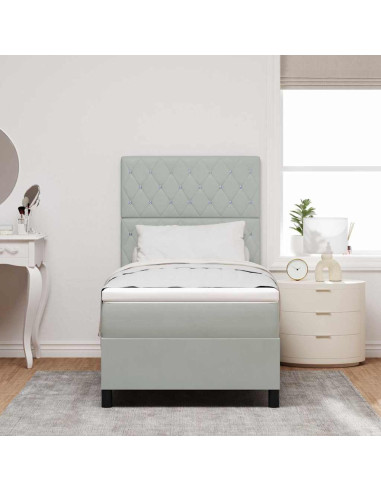 Letto a Sorgente LED Grigio chiaro 90 x 190 cm Tessuto