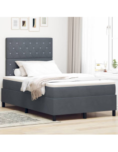 Letto a Sorgente LED Grigio scuro 120 x 200 cm Velluto